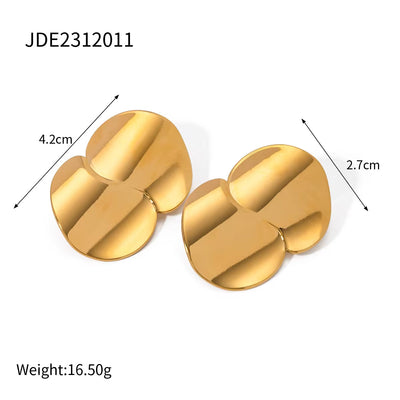 Jewelry High Polish 18K Gold Plated Stainless Steel Smooth Rectangular Big round Chunky Earring