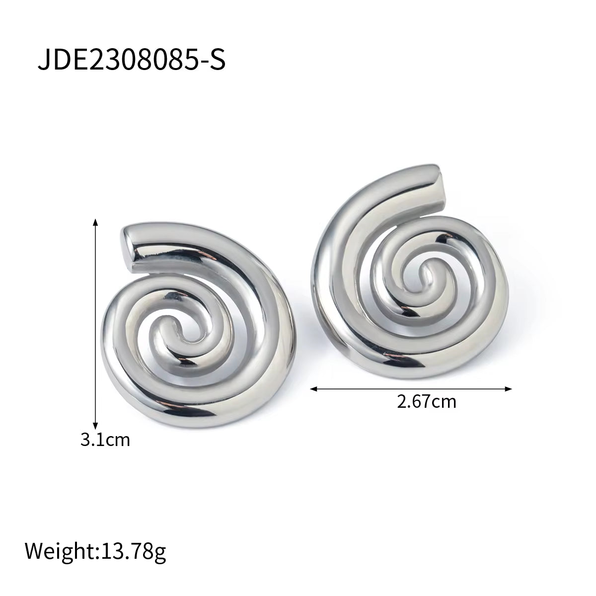 Hot Sell Gold Plated Stainless Steel Geometric Spiral Stud Earrings and Rings Sets for Women Jewelry