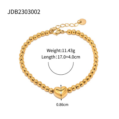 Waterproof Jewelry Heart Charm Stone Choker Gift Luxury round Ball Bead Chain Bracelet Necklace for Women