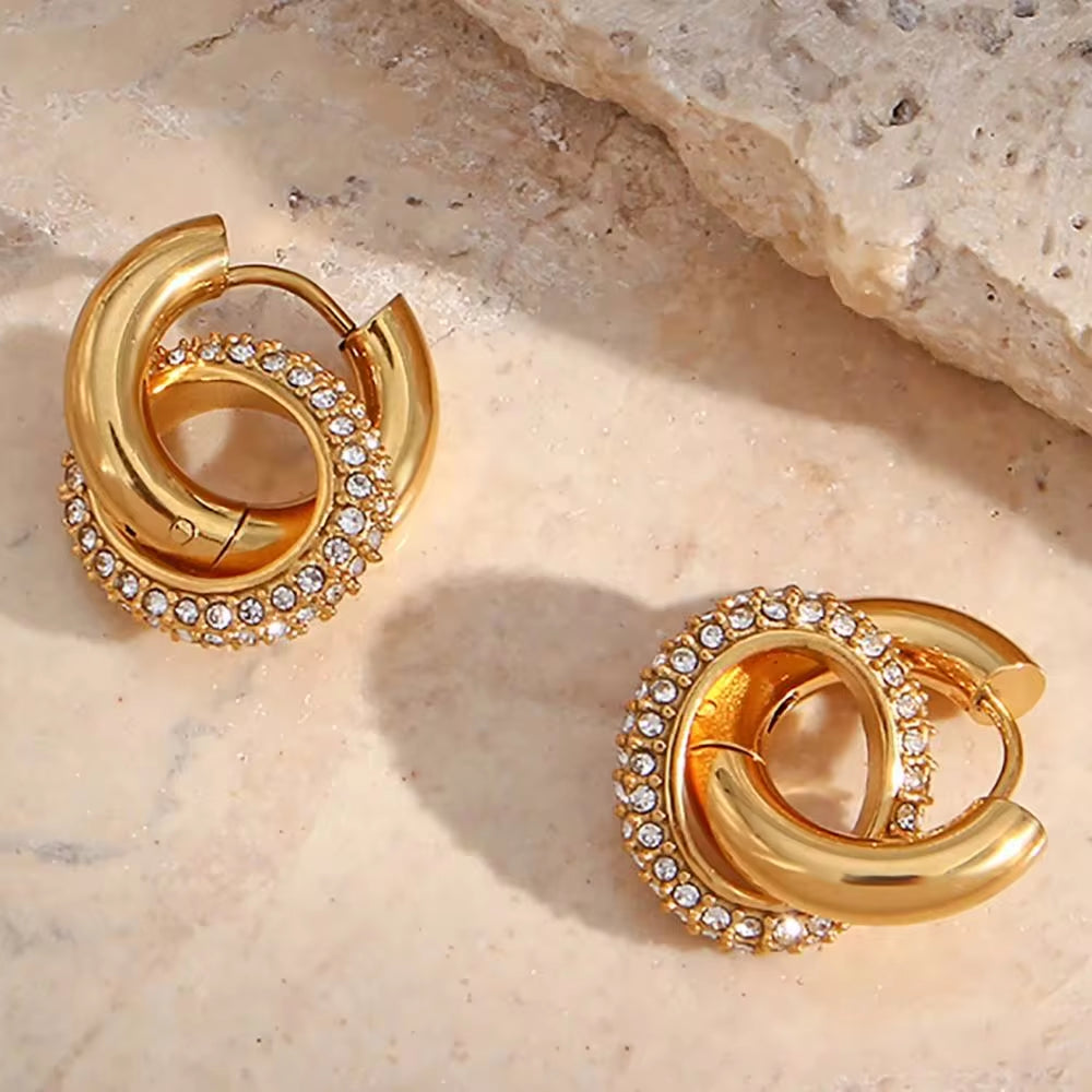 Zircon Exaggerated Hoop Earrings