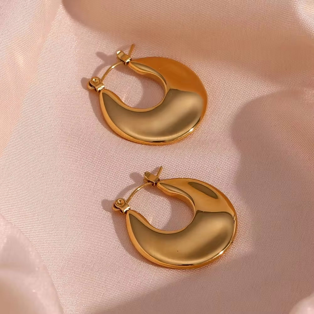 Drop Shipping 18K Gold Plated Irregular Hoop Earring Tarnish Free Stainless Steel Earnings Jewelry Women Earrings