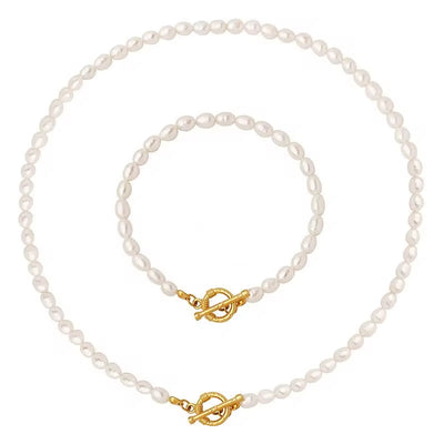 18K Gold Stainless Steel OT Buckle Fresh Water Jewelry Women Dainty Natural Freshwater Pearl Necklace for Women