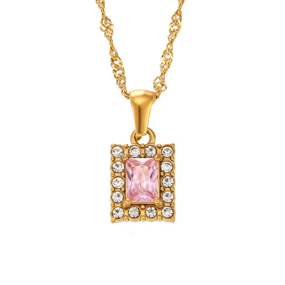 2024 Jewelry Trends Shining Zircon Pendant Necklace Colorful Christmas Jewelry Gift for Women