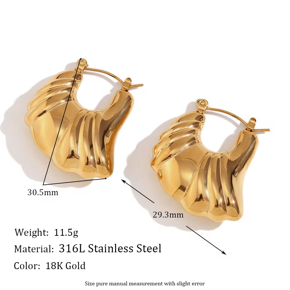 Hollow Wings Earrings Gold Plated Jewelry PVD Stainless Steel Hoop Earrings Wholesale