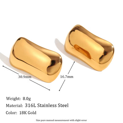 Minimalist Jewelry Rectangle Stud Earrings 18K Gold Plated Stainless Steel Statement Earrings