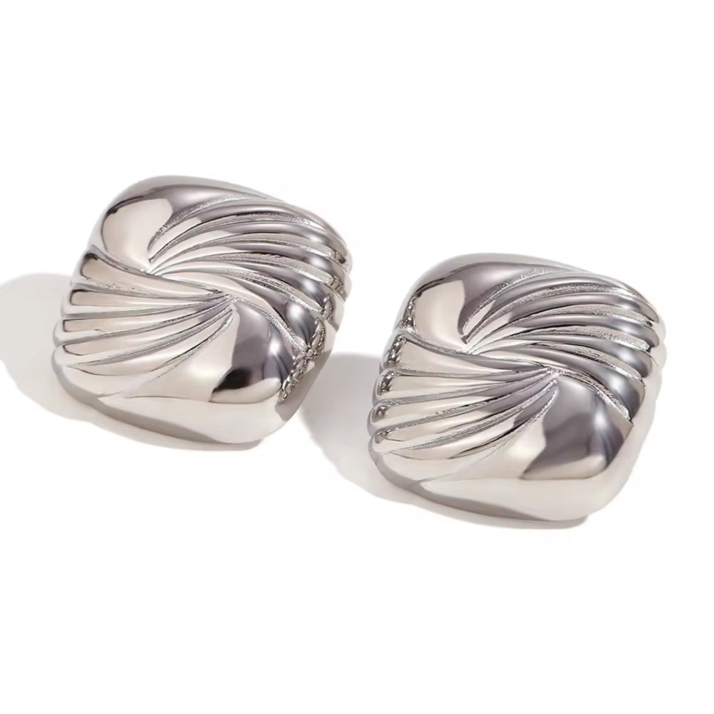 Square Engraved Wing Stud Earrings