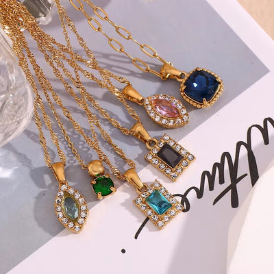 2024 Jewelry Trends Shining Zircon Pendant Necklace Colorful Christmas Jewelry Gift for Women