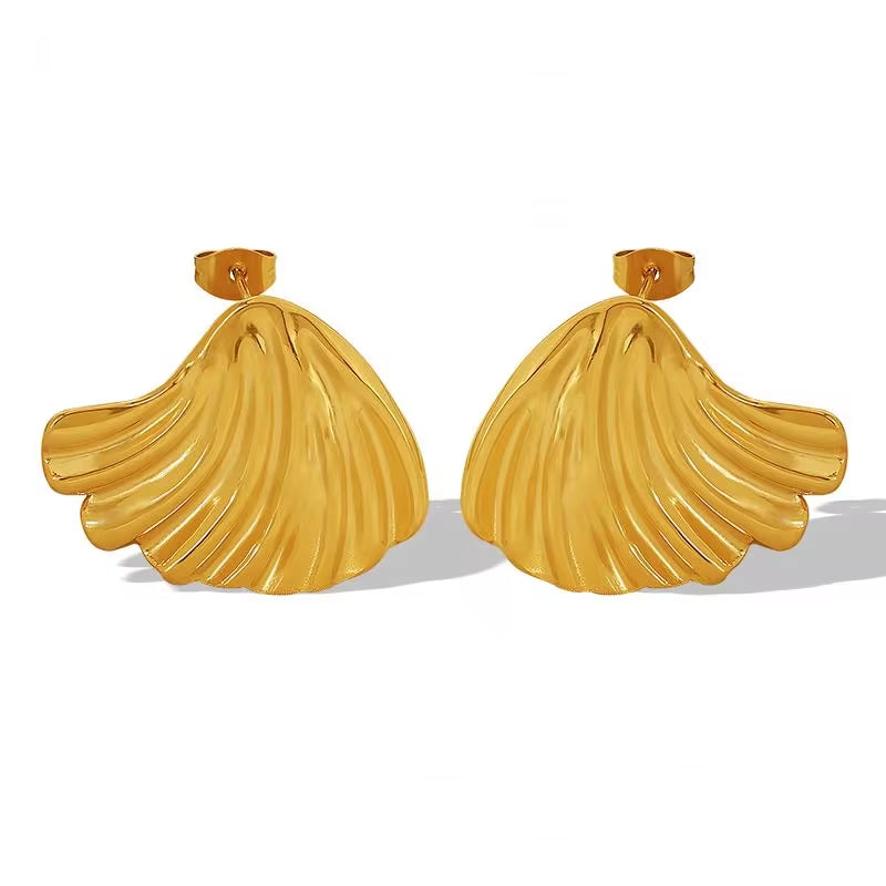 JEWELRY EH169 Fashion Simple Earrings Gold Wave Earrings Personality Exaggerated Temperament Earrings