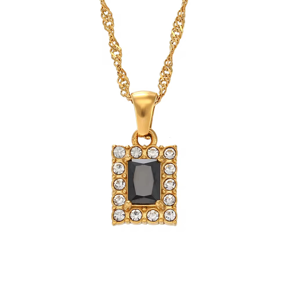 2024 Jewelry Trends Shining Zircon Pendant Necklace Colorful Christmas Jewelry Gift for Women