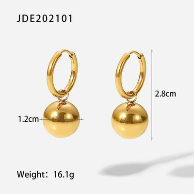 Drop Shipping Ins Ball Pendant Ring Earrings Necklace Stainless Steel Gold Plated Jewelry Accessories Set for Women