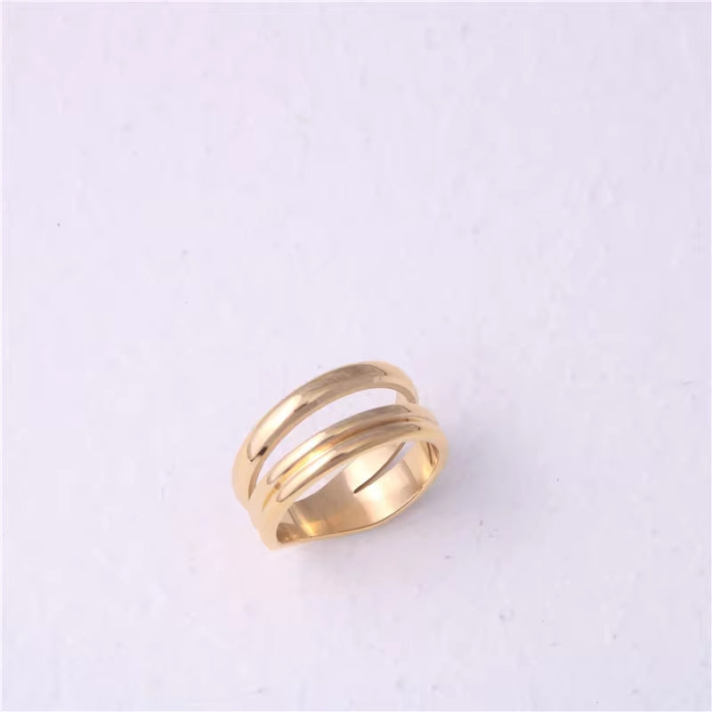 Non Tarnish Stainless Steel Plated 18K Gold Plated Three 3 Layer Ring for Women