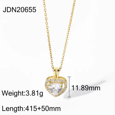 INS Charm 18K Real Gold Plated Necklacejewelry Stainless Steel Cubic Zircon Pendant Necklace for Women