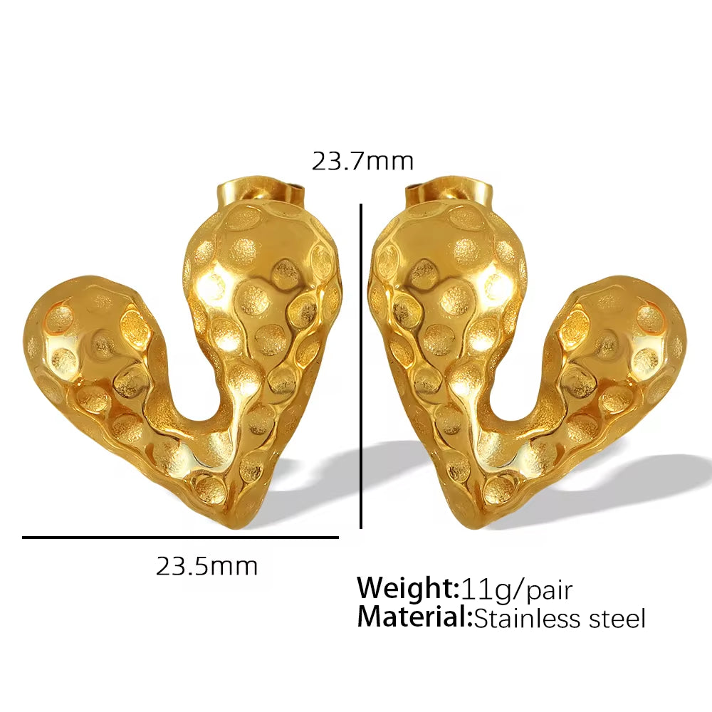 JEWELRY EH EH177-9 High Quality Wholesale Custom Cheap French Fashion Pleated Textured Heart Drop Earrings