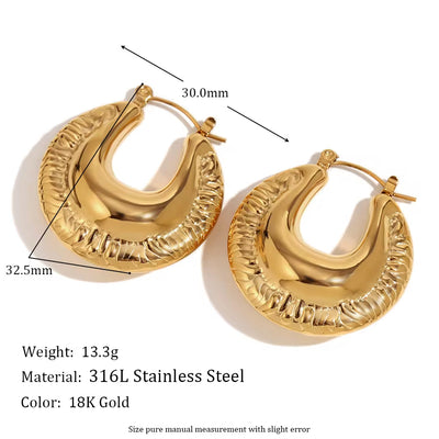 Drop Ship Waterproof Earrings Gold Plated Jewelry Set Twisted Hollow Earrings Ear Cuff Stainless Steel Earrings Set