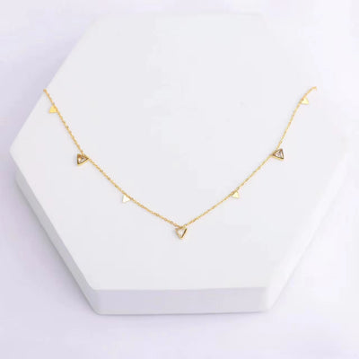 18K Pvd Gold Plated Water Drop Zirconia Dot Triangle Square Pendant Necklace Stainless Steel Tarnish Free Jewelry FJN0171N