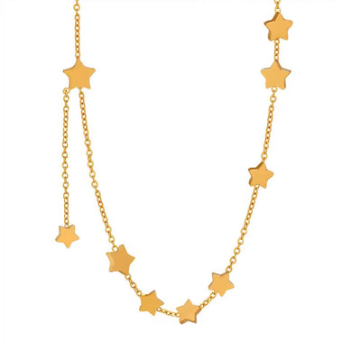 Hot Sale Classic Stainless Steel Beaded Five Pointed Star Necklace Multi Star Necklace for Women Girl