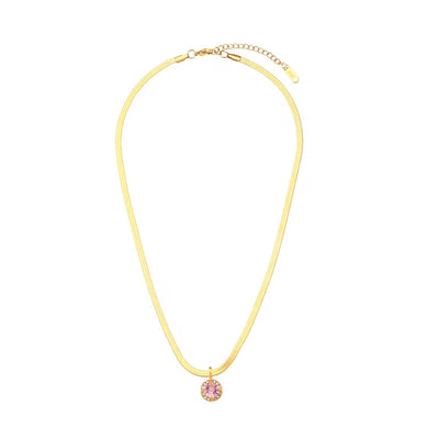 Colorful Zircon Necklaces Set Gold Plated Snake Chain Choker Stainless Steel Jewelry Set