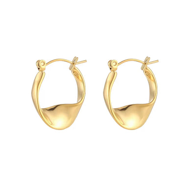 Drop Ship Irregular Hoop Earring 18K Gold Plated Stainless Steel Tarnish Free Wholesale Designer Inspired Earrings