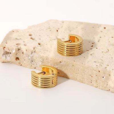 Ins Wide Rib Multi-Layer Ear Clip Stainless Steel 18K Pvd Gold Plated Party Gift Jewelry Earrings