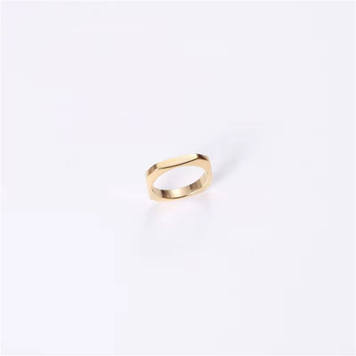 New Trendy Minimalist Non Tarnish 18K Gold Plated Stainless Steel Irregular Hexagon Square Rings Women