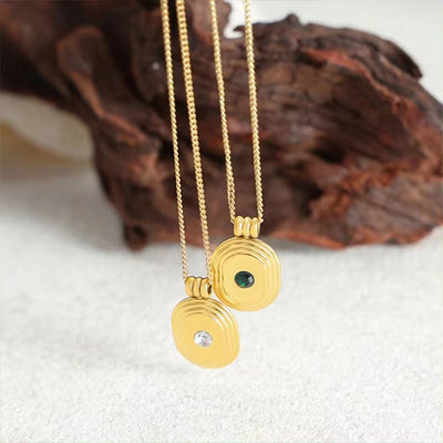 Non Tarnish Stainless Steel Jewelry Wholesale Zircon Pendant Link Chain Necklace