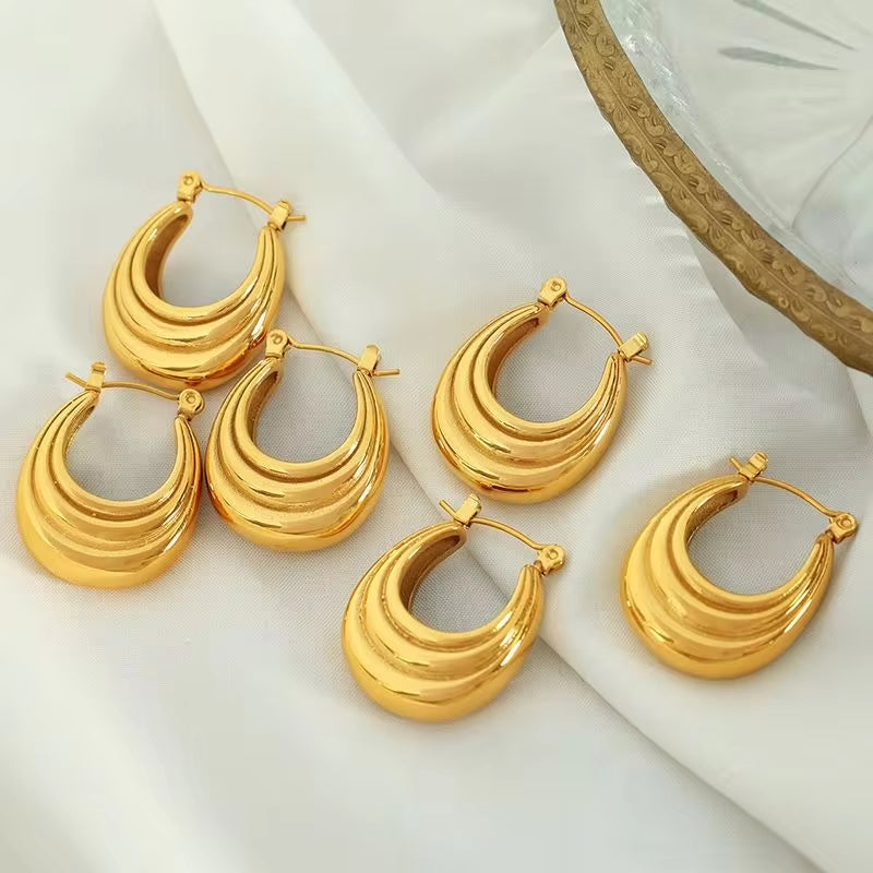 JEWELRY EH191 Wholesale French New Fashion Stainless Steel U-Shaped Earrings Vintage Earrings