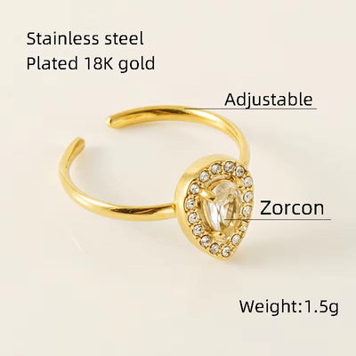 Personality Opening Adjustable 18K Stainless Steel Jewelry Hypoallergenic Ring