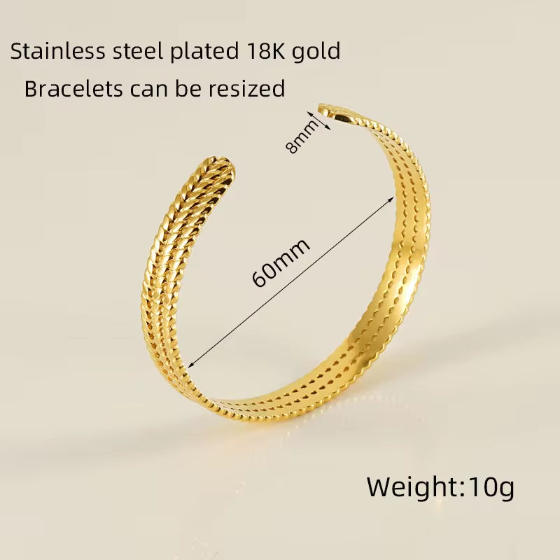 Custom Waterproof Jewelry Stainless Steel Cuban Chain 18K Gold Plated Bracelet for Women Ladies Bracelet Sets