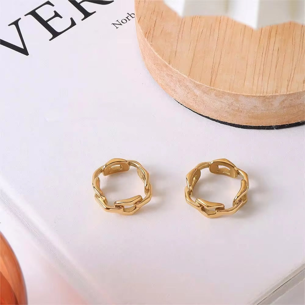 Selling 18K Gold Plated Stainless Steel Thick Curb Cuban Chain Rings for Lady and Men