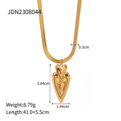 Original Design 18K Gold Plated Stainless Steel Rivet Chunky Texture Heart Earring Necklace for Women