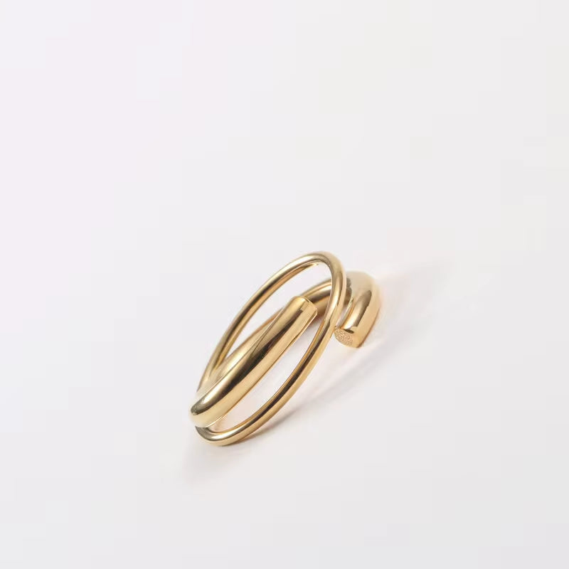 Handmade 18K PVD Gold Plated Stainless Steel Wire Layers Ring Ins Minimal Line Wrapped Rings