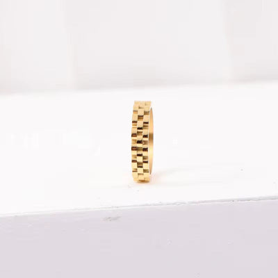 High End 18K Gold Plated Stainless Steel Watchband Rings Watch Strap Band Rings for Women