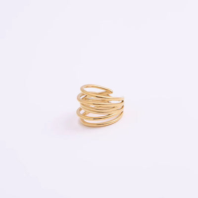 Hot Sale Women Fashion Minimalist Design High Quality Jewelry 18K Gold Plated Stainless Steel Stacking Multi Layers Ring