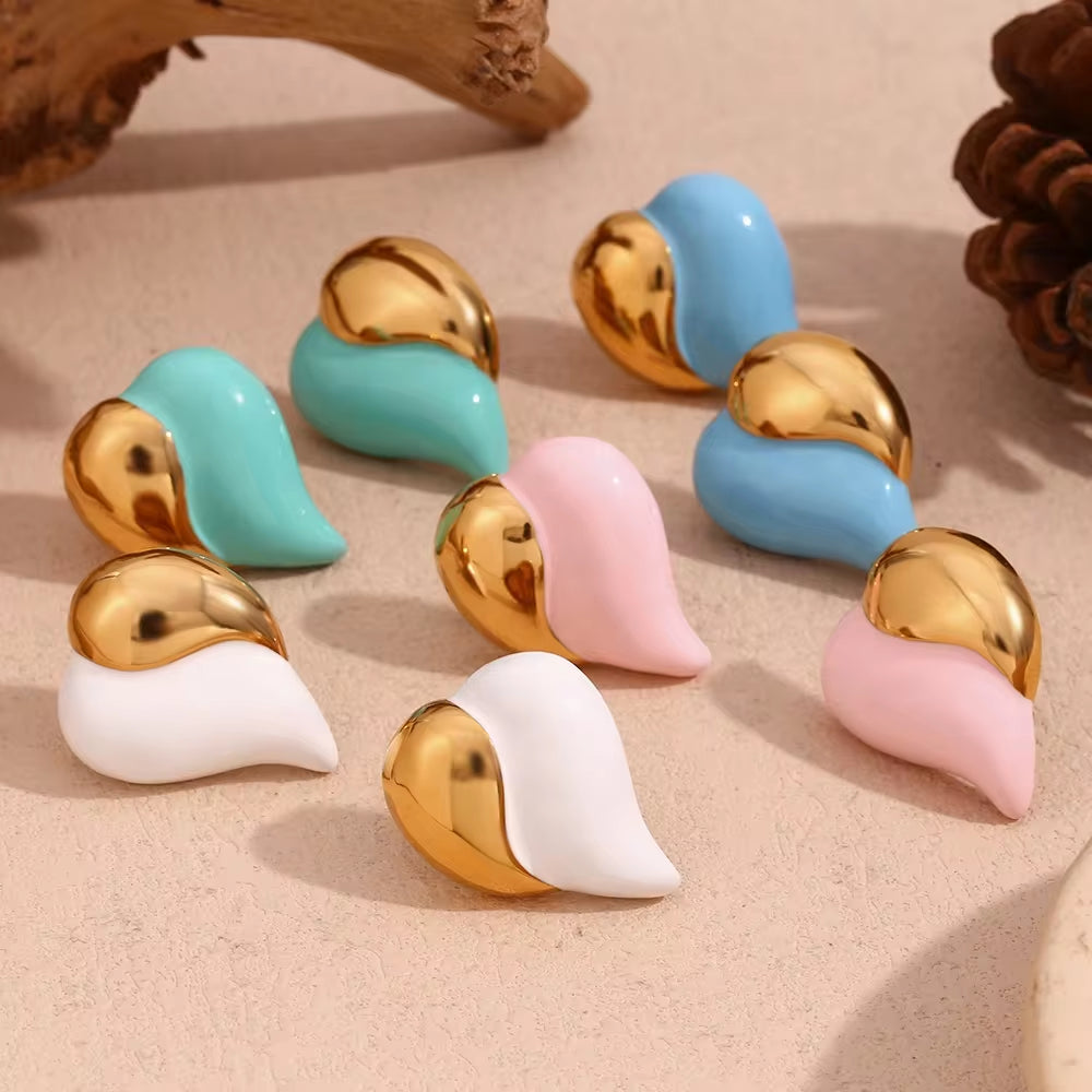 Summer 2024 Y2K Jewelry Colorful Enamel Heart Jewelry Gold Plated Earrings Stainless Steel Gift Ideas