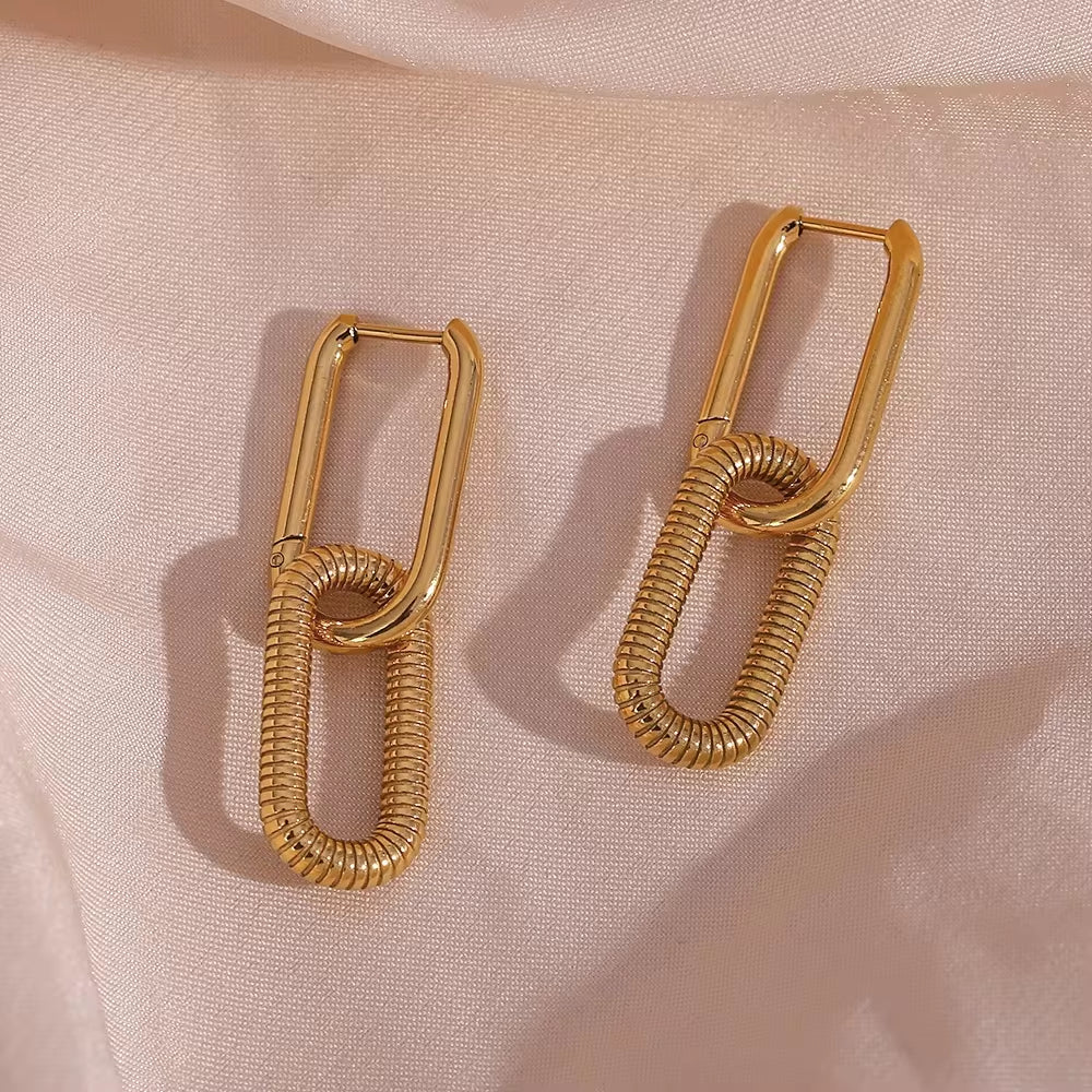 Minimalist 18K Gold Plated Stainless Steel Paper Clip Drop Earrings Statement Earings Jewelry Women