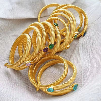 JEWELRY SZ17 Fashion Heart Bracelet Fashion Snake Bone Stretch Bracelet Stainless Steel Gold Plated Bangle