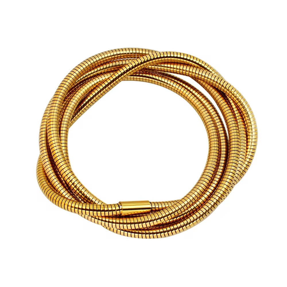 Trendy Stainless Steel Multi-Layer Spiral Bracelet Fashion 18K Gold Plated Jewelry High Quality Low MOQ