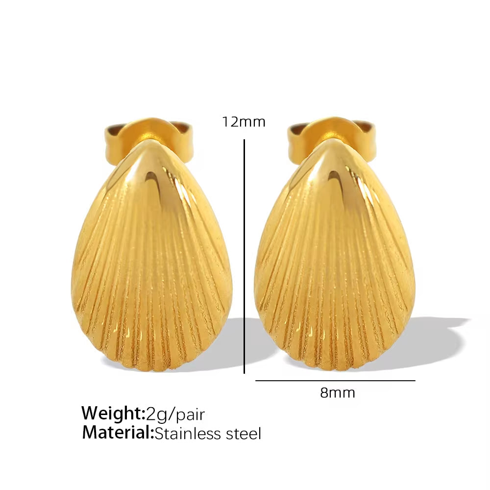 JEWELRY Fashionable Elegant Stainless Steel Metal Earrings Premium Feeling Shell Earrings for Women