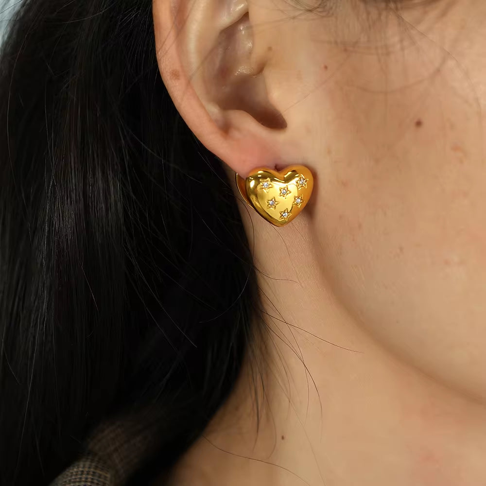 JEWELRY EH87-8 Love Ear Clips Delicate Ear Environmental Protection Colour Rhinestone Glossy Earrings for Women