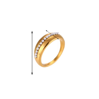 Minimalist 18K Gold Plated Pearl Ring Tarnish Free 316L Stainless Steel Rings Women Jewelry