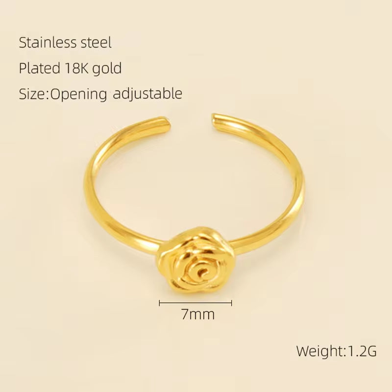 Waterproof 18K Gold Stainless Steel Zircon Ring Adjustable Ring Knotted Titanium Steel Heart Ring INS Wind Jewelry for Woman