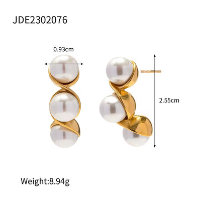 Retro Jade Natural Stone Zircon CC Hammered Silver 18K Gold Plated Stainless Steel Hoop Earrings Jewelry