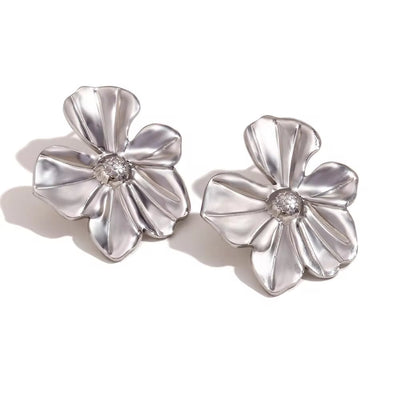 Engraved Flower Earrings