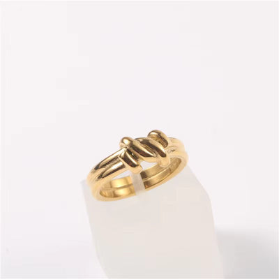 High End 18K Gold Plated Simple Knot Rings Stainless Steel Rings for Women Tarnish Free Jewelry