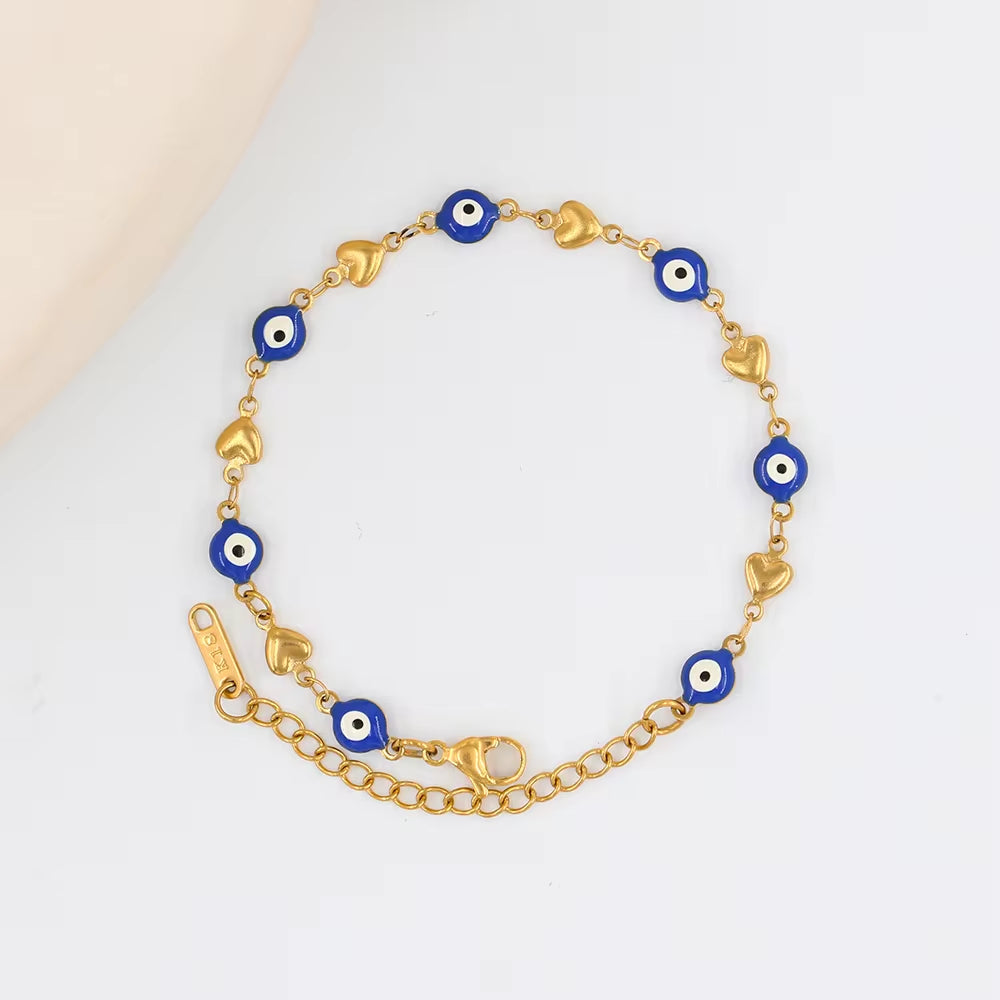 Charms New Beads Bracelets for Women Men Lucky Turkey Heart Eyes Link Chain Bracelet Friendship Jewelry