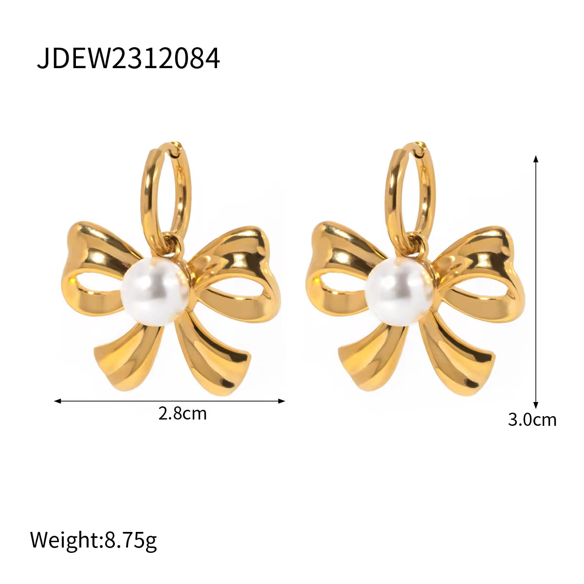 New Trend Bow Design Series Rings Gold Jewelry Stainless Steel Bow Pendant Necklace Earrings Sets