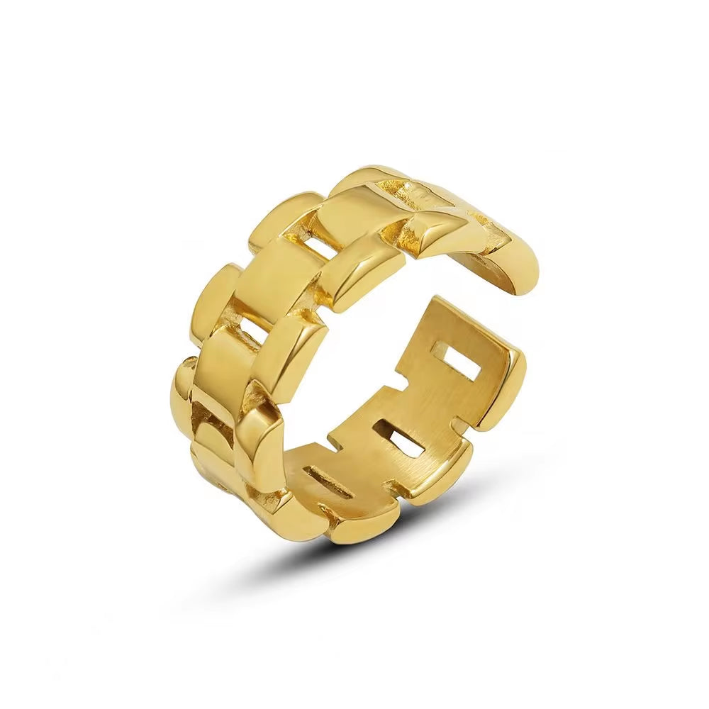 Tongling Stainless Steel High Texture Watch Chain Ring 18K Gold Ladies Index Finger Rings Titanium Jewelry