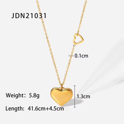 18K Gold Plated Stainless Steel Necklace Bracelet Pearl Shell Cubic Zircon Pendant Love Heart Earring Set