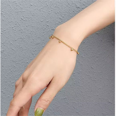 18K Gold Plated Stainless Steel Jewelry Charm Gold Bracelet for Women Ladies